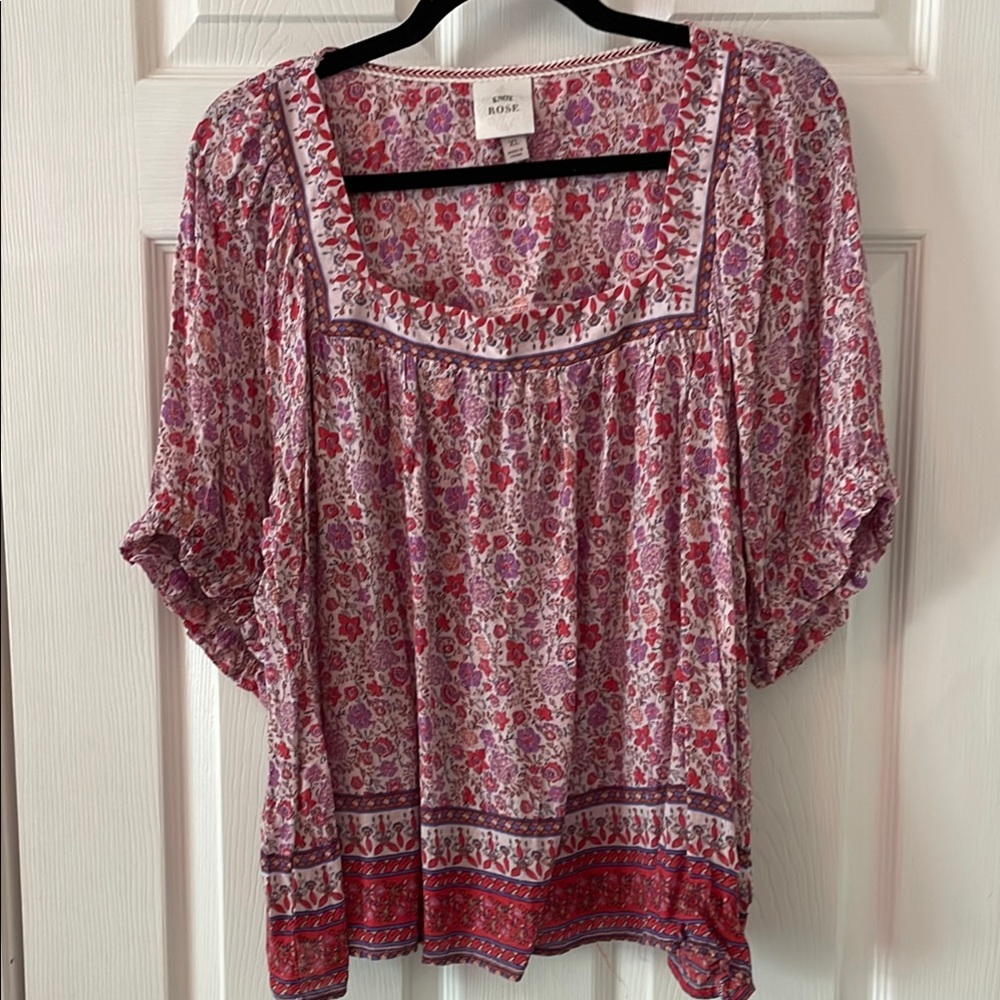 Floral Print Women's Top - Pink